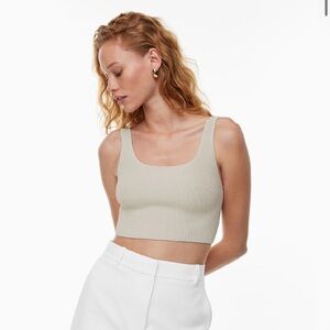 Aritzia Babaton White Ribbed Cropped Knit Tank Top Women's XS